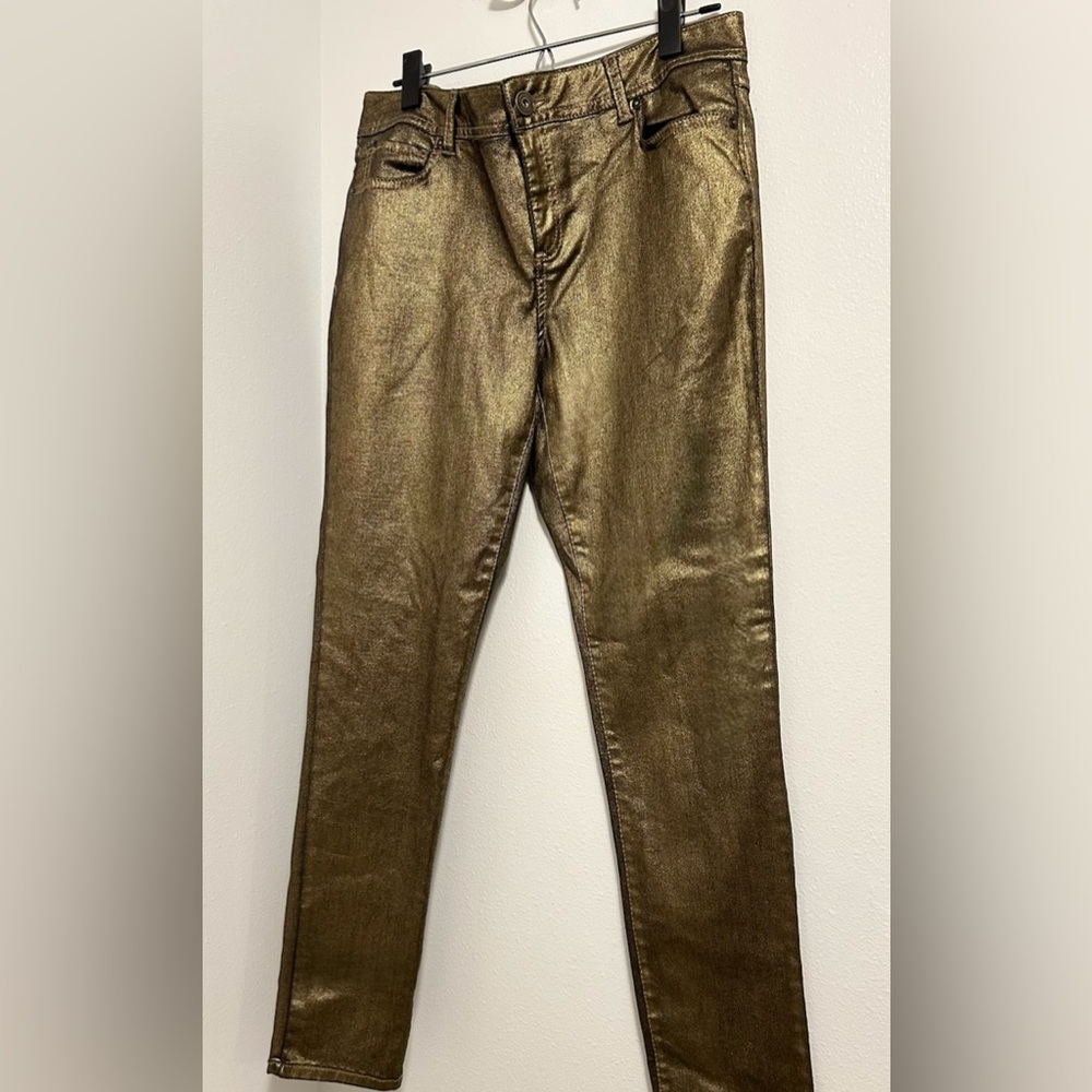 I.N.C. gold denim skinny jeans, fitted, size L